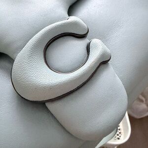 Coach Light Gray Shoulder Bag with Signature C Accent